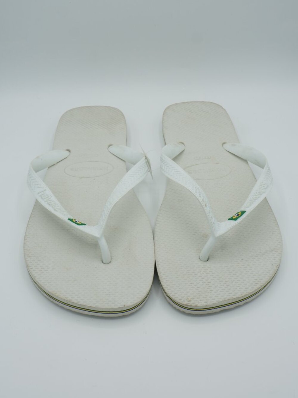 Havaianas Brasil Logo White Flip Flop Sandals Men's Size 10